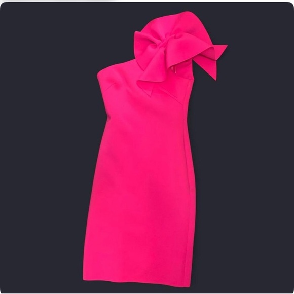 Eliza J Vibrant Pink One-Shoulder Dress - Picture 4 of 5